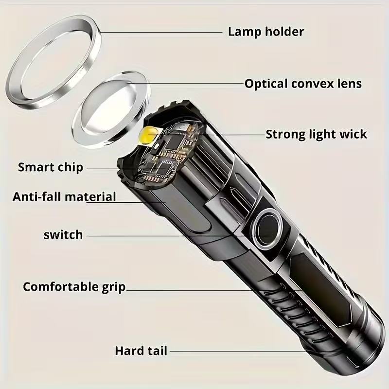 New High-power Led Flashlight  - Outdoor Lighting Black ulasan dan harga
